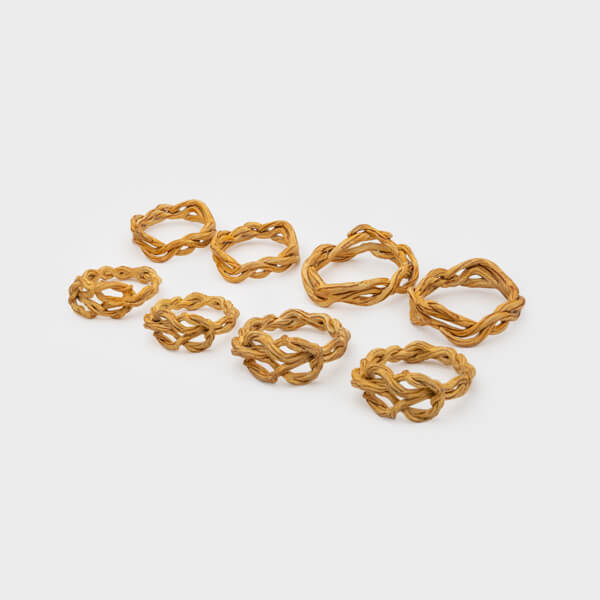 Bespoke vine rings intertwined and knotted in different sizes.